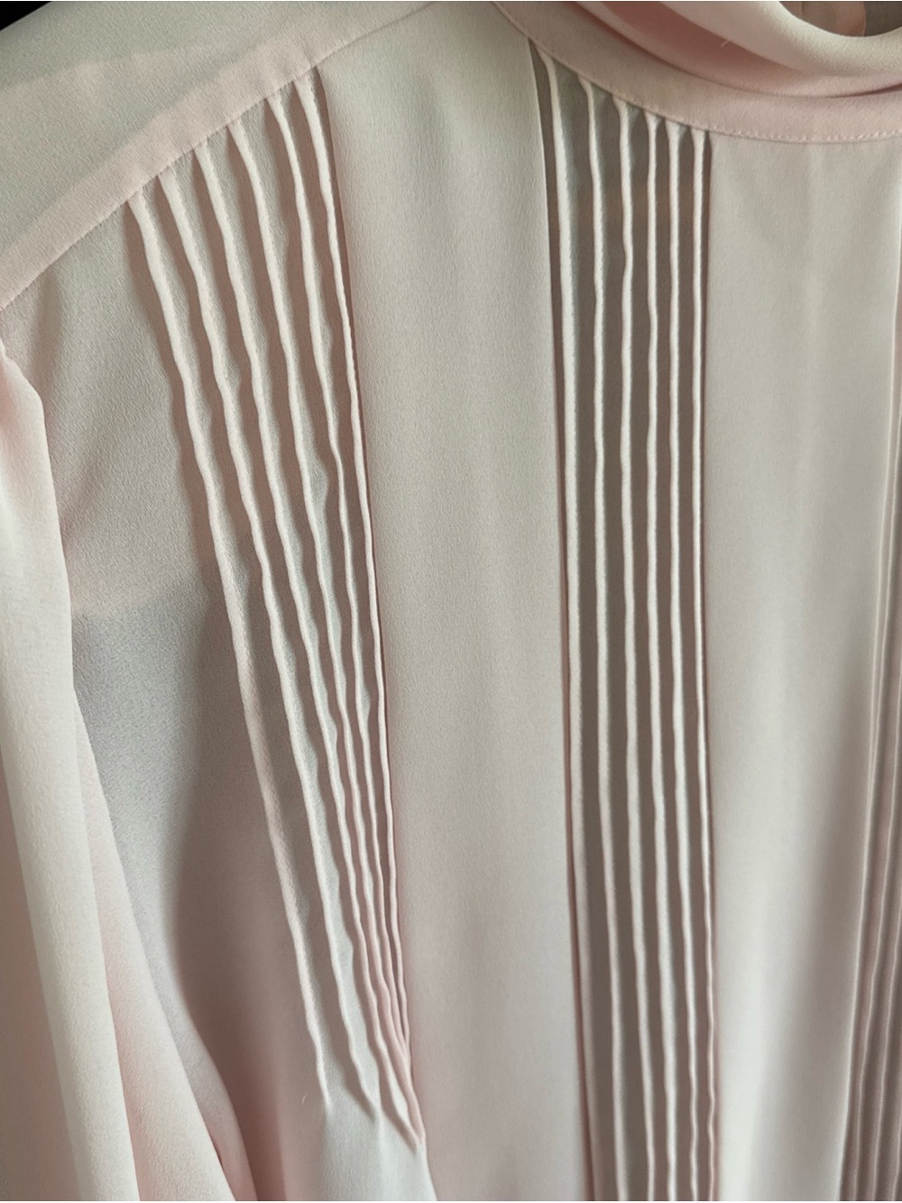 Vintage Laura & Jayne Collection Pink Blouse 10 Pleated Tuxedo Turtleneck Sheer - Picture 4 of 11